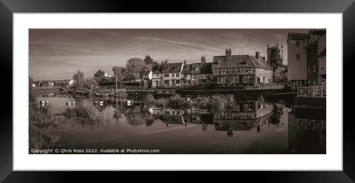 Tewkesbury. Cottages near Abbey Mill Framed Mounted Print by Chris Rose