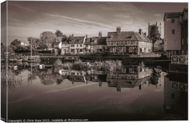Tewkesbury, cottages near Abbey Mill Canvas Print by Chris Rose