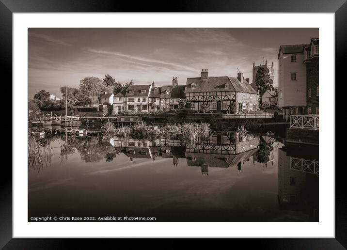 Tewkesbury, cottages near Abbey Mill Framed Mounted Print by Chris Rose