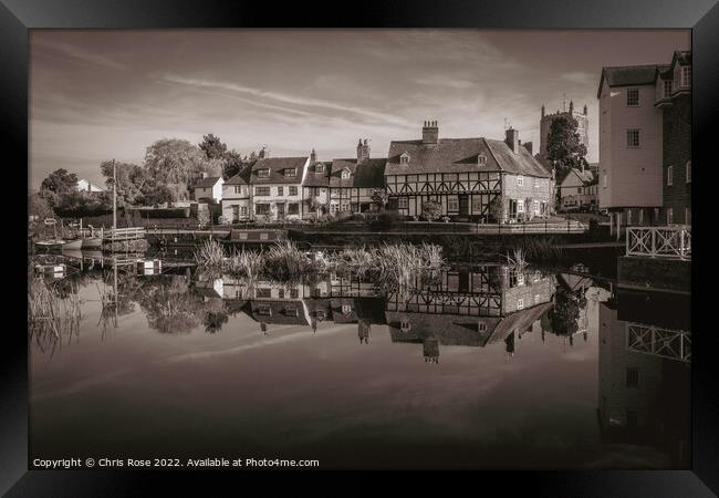 Tewkesbury, cottages near Abbey Mill Framed Print by Chris Rose