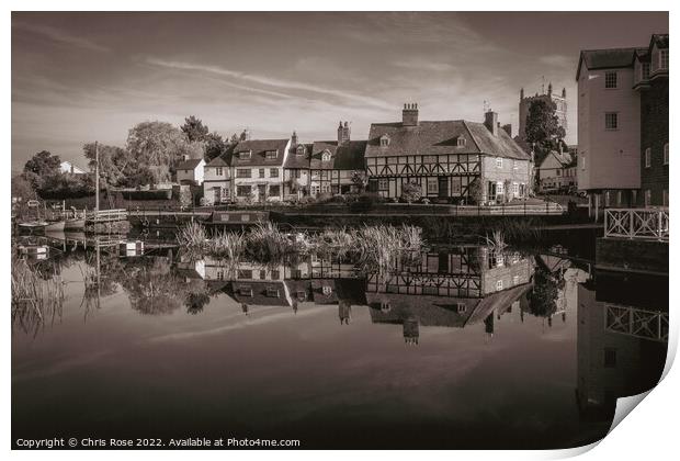 Tewkesbury, cottages near Abbey Mill Print by Chris Rose