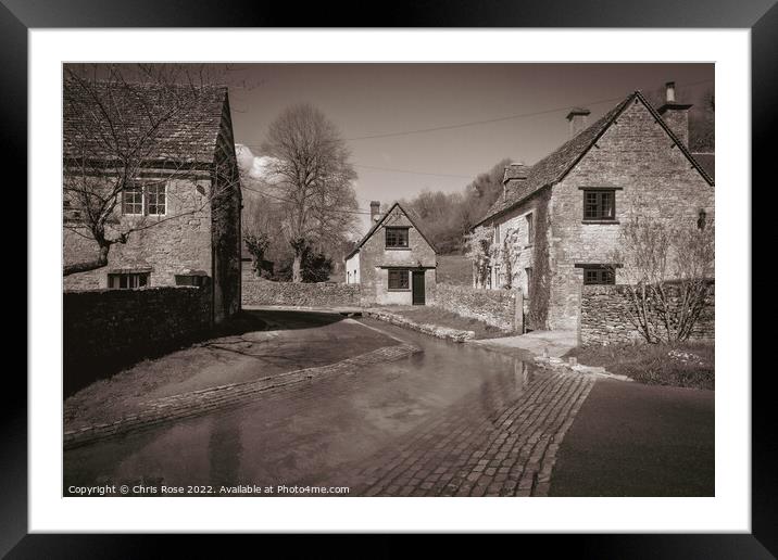 Duntisbourne Leer, Cotswolds cottages Framed Mounted Print by Chris Rose