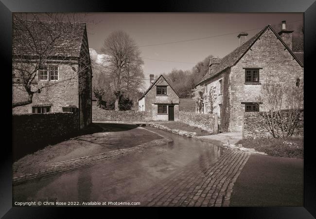 Duntisbourne Leer, Cotswolds cottages Framed Print by Chris Rose