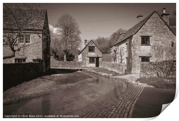 Duntisbourne Leer, Cotswolds cottages Print by Chris Rose