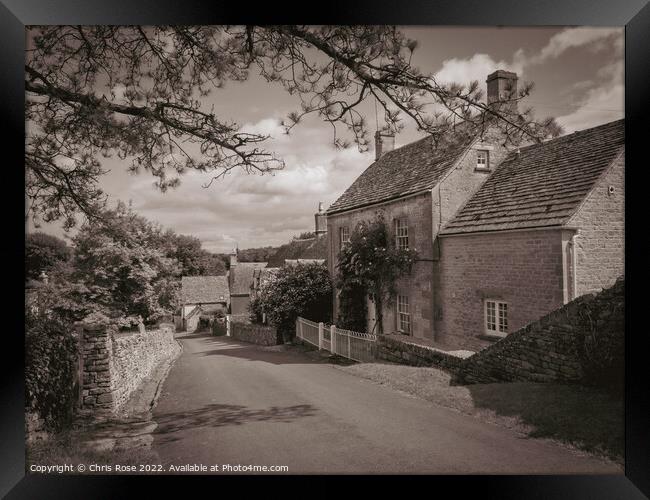 Duntisbourne Abbotts, idyllic Cotswold village Framed Print by Chris Rose