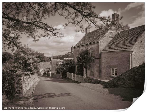 Duntisbourne Abbotts, idyllic Cotswold village Print by Chris Rose