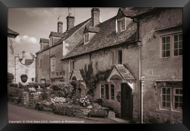 Painswick cotswold cottages Framed Print by Chris Rose