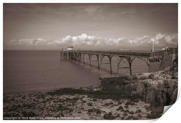 The Victorian pier at Clevedon, Somerset, UK Print by Chris Rose