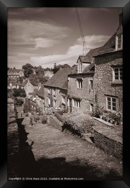 Tetbury. Chipping Steps in summer sunshine. Framed Print by Chris Rose