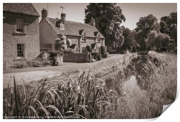 Lower Slaughter village, Gloucestershire,  Print by Chris Rose