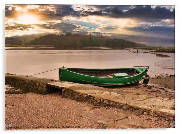 Boat in Kippford at Sunset Acrylic by chris hyde