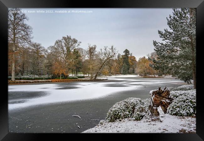 Scattering of mid winter snow at Claremont Gardens Framed Print by Kevin White