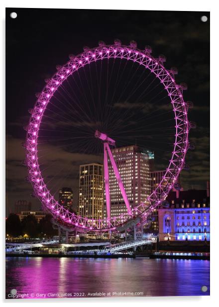 London Eye at Night Acrylic by Gary Clarricoates