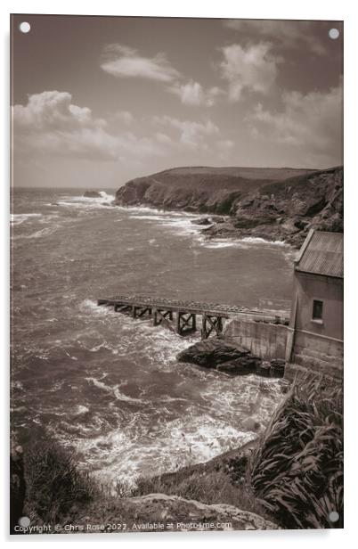 Lizard Point. The old lifeboat station. Acrylic by Chris Rose