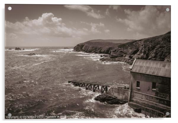 Lizard Point. The old lifeboat station. Acrylic by Chris Rose