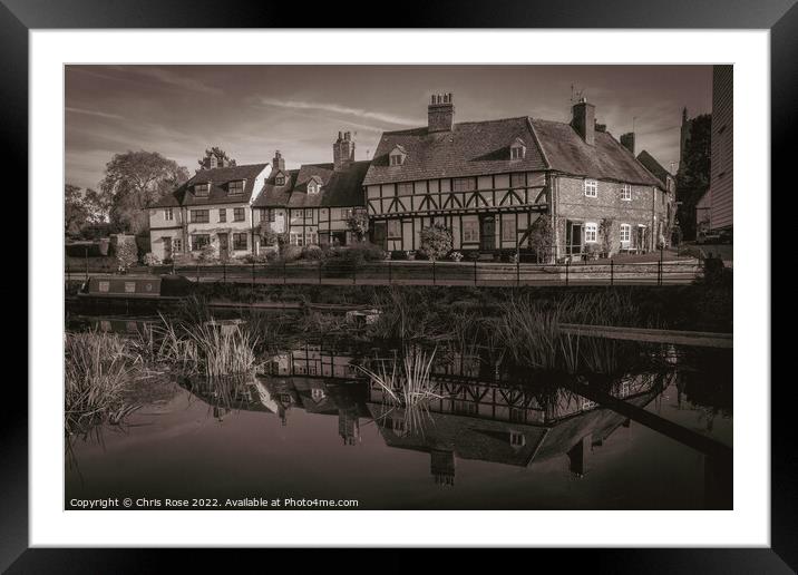 Tewkesbury cottages near Abbey Mill Framed Mounted Print by Chris Rose