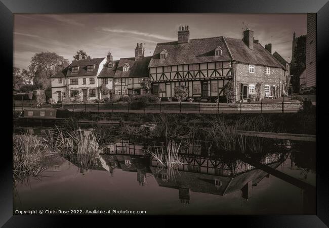 Tewkesbury cottages near Abbey Mill Framed Print by Chris Rose