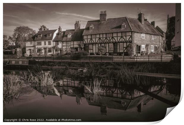Tewkesbury cottages near Abbey Mill Print by Chris Rose