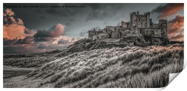 "Enchanting Sunset Over Bamburgh Castle" Print by Lee Kershaw