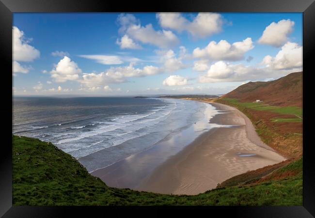 Rhossili Bay on the Gower Peninsula Framed Print by Leighton Collins