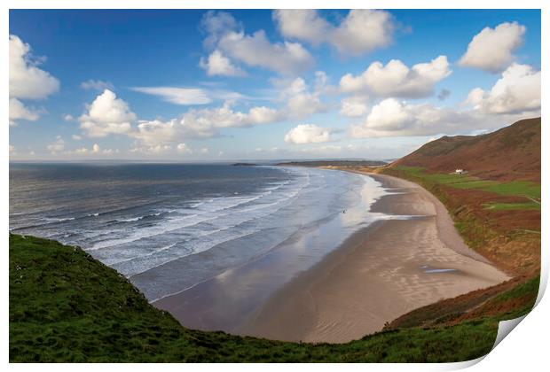 Rhossili Bay on the Gower Peninsula Print by Leighton Collins