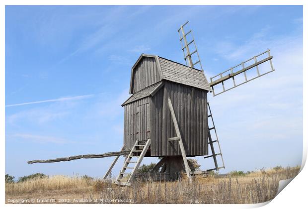 Traditional Windmill, Öland, Sweden Print by Imladris 