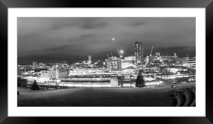 Sheffield Skyline Mono Framed Mounted Print by Apollo Aerial Photography