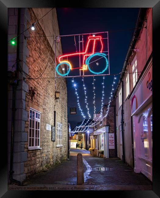 Tractor christmas lights in Pickering, North Yorkshire Framed Print by Martin Williams