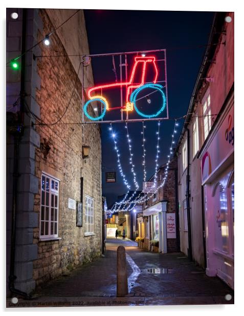 Tractor christmas lights in Pickering, North Yorkshire Acrylic by Martin Williams