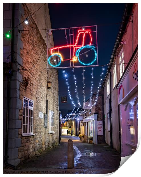 Tractor christmas lights in Pickering, North Yorkshire Print by Martin Williams