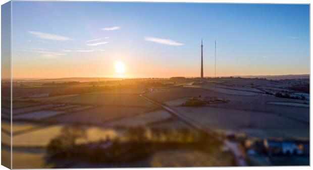 Emley Moor Frosty Morning Canvas Print by Apollo Aerial Photography