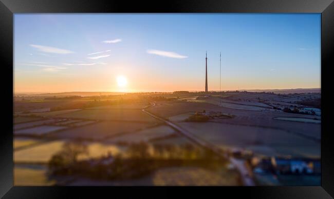 Emley Moor Frosty Morning Framed Print by Apollo Aerial Photography