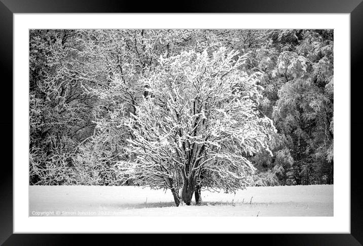 Snow scene Cotswolds Framed Mounted Print by Simon Johnson