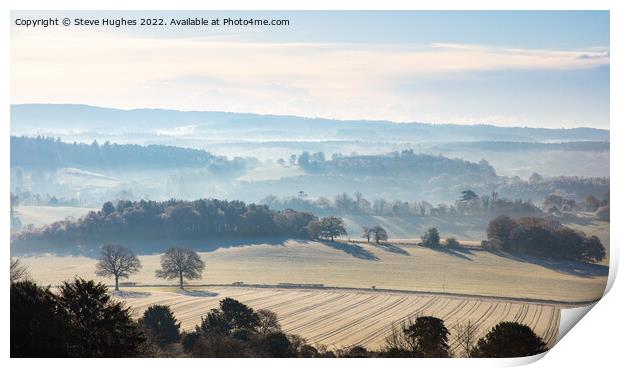Views across Surrey after a frost Print by Steve Hughes