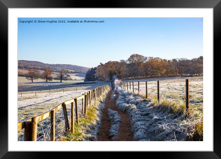 Footpath in the frost Framed Mounted Print by Steve Hughes