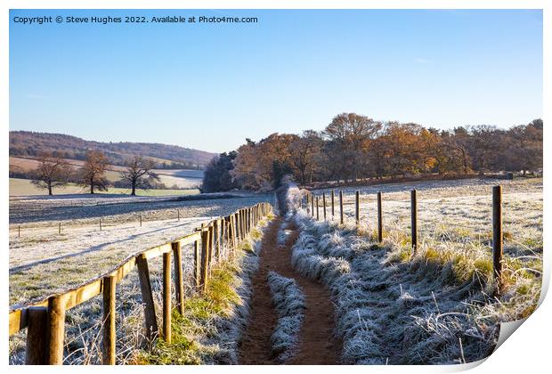Footpath in the frost Print by Steve Hughes