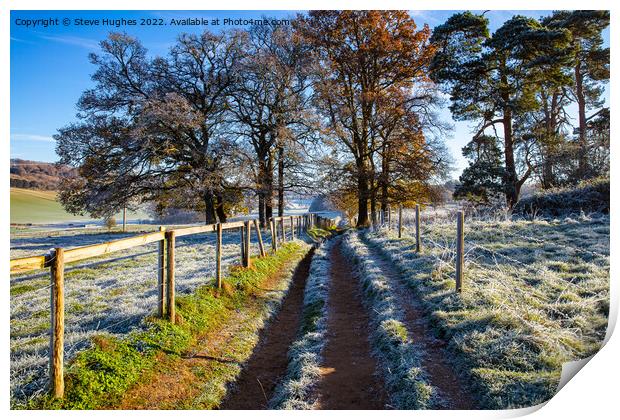 Winters day walk in the Surrey Hills Print by Steve Hughes