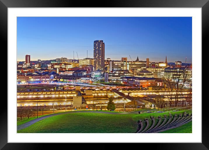 Sheffield Skyline at Dusk Framed Mounted Print by Darren Galpin