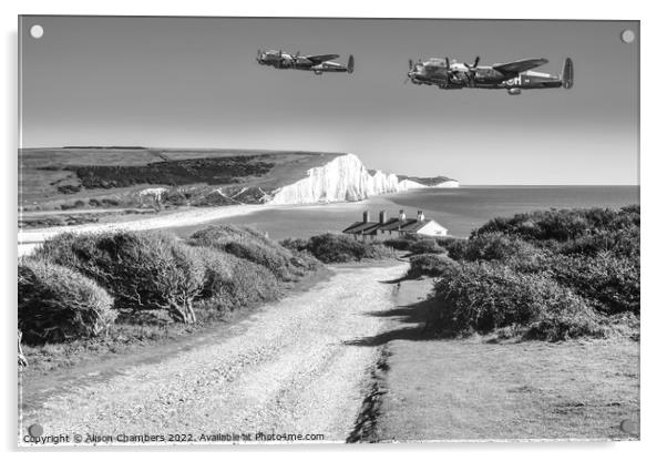 Seven Sisters Lancasters Monochrome  Acrylic by Alison Chambers