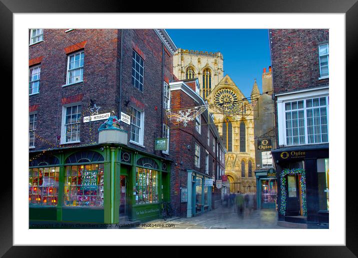 York Minster and Surrounding Streets Framed Mounted Print by Alison Chambers