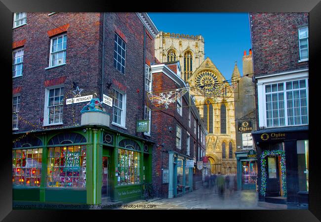York Minster and Surrounding Streets Framed Print by Alison Chambers