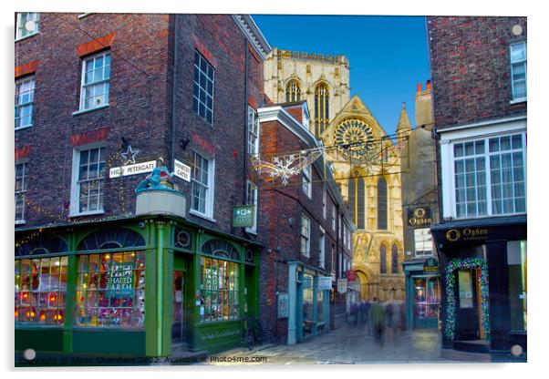 York Minster and Surrounding Streets Acrylic by Alison Chambers