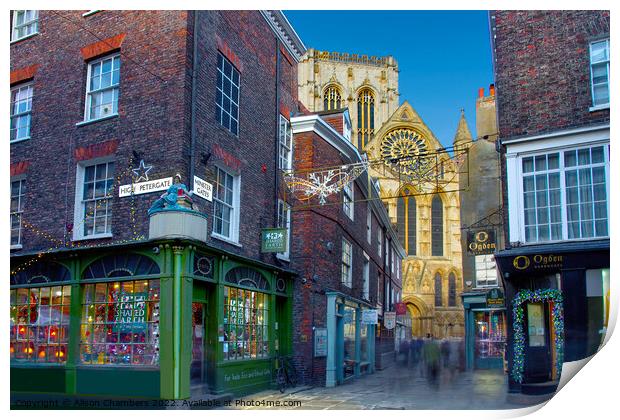York Minster and Surrounding Streets Print by Alison Chambers