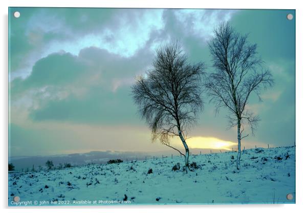 Winter at dawn in Derbyshire. Acrylic by john hill