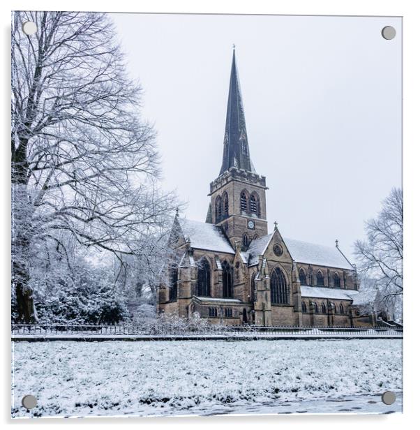 Wentworth Church Snow Acrylic by Apollo Aerial Photography