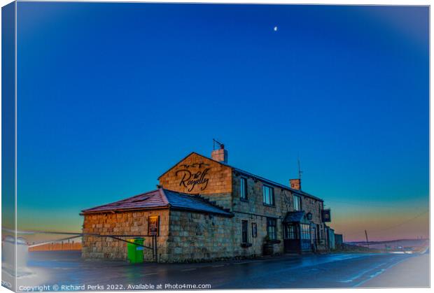 Royalty pub and the moon   - Otley Chevin Canvas Print by Richard Perks