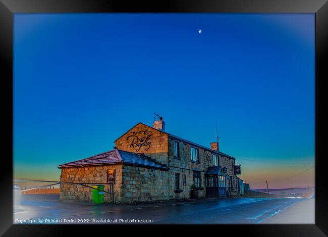 Royalty pub and the moon   - Otley Chevin Framed Print by Richard Perks