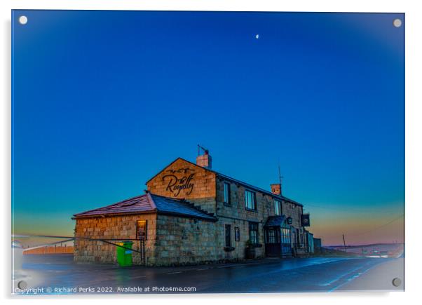 Royalty pub and the moon   - Otley Chevin Acrylic by Richard Perks