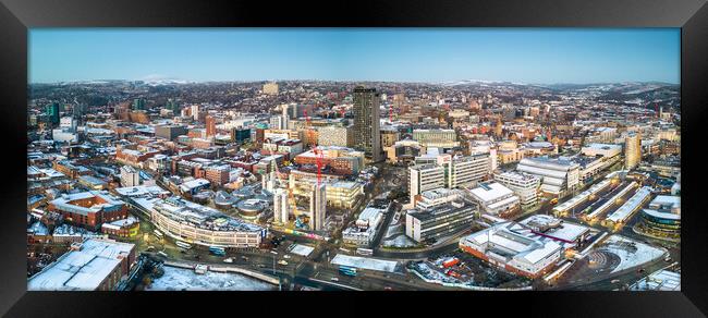 A Snowy Sheffield Skyline Framed Print by Apollo Aerial Photography