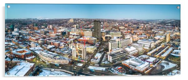 A Snowy Sheffield Skyline Acrylic by Apollo Aerial Photography